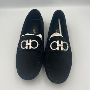 New Salvatore Ferragamo Berra Reversible  Suede Black 9.5 US